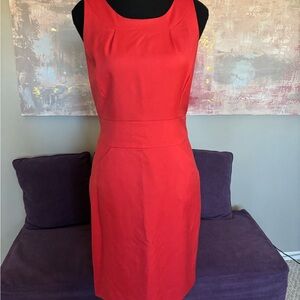 J. Crew Redish Orange Sleeveless Sheath‎ Midi Dress for Cocktail Size 4